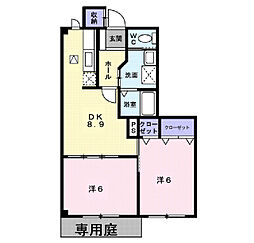カメリアコートD 2DKの間取図画像