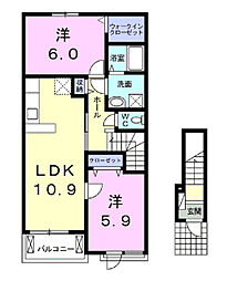 アブソリュート　リーベ 2階2LDKの間取り
