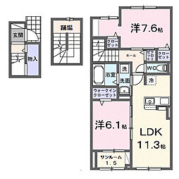 リヒトミューレ 3階2LDKの間取り