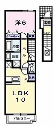 クローバー2 1LDKの間取図画像