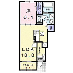 アンシャンテ　VI 1階1LDKの間取り