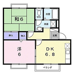 フルリール宮太夫B 2DKの間取図画像
