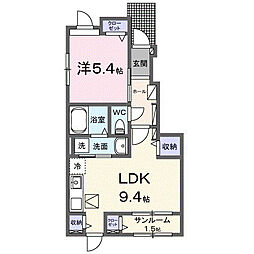 マハロＢ 1階1LDKの間取り