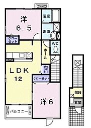 ブローテ 2階2LDKの間取り