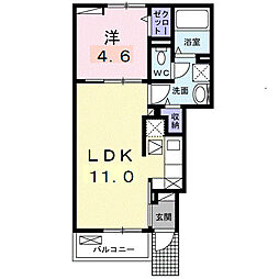 フルール・ド・リス　I 1階1LDKの間取り
