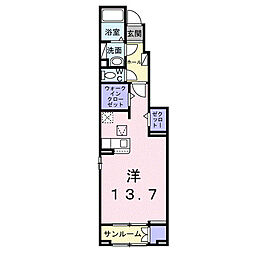 フォルネ 1階ワンルームの間取り