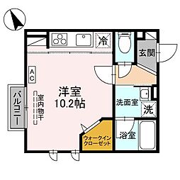パチオーリ五福 2階ワンルームの間取り