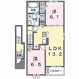 シャトン　Ｂ 2階2LDKの間取り
