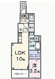 レルージュ 1階1LDKの間取り