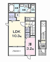 サン　レジデンス 2階1LDKの間取り