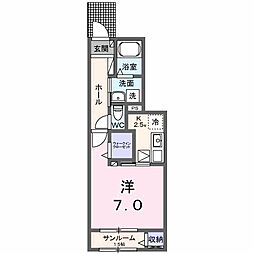 ルーツショアII 1階1Kの間取り