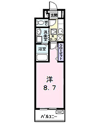 エクセルシオールII 1階1Kの間取り