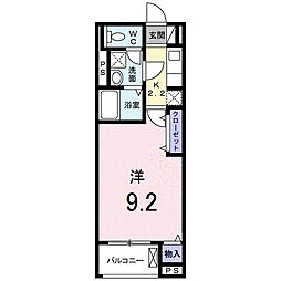 パフュームIII 3階1Kの間取り