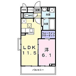 アルティザン九条 3階1LDKの間取り