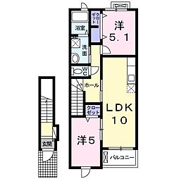 グアレンテ・ソウ 2階2LDKの間取り