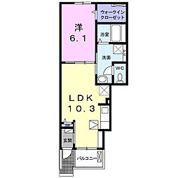 アンジュ・ソシアB 1LDKの間取図画像