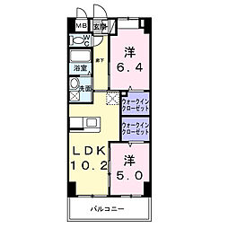 オーシャン・フランシス・コート 2LDKの間取図画像