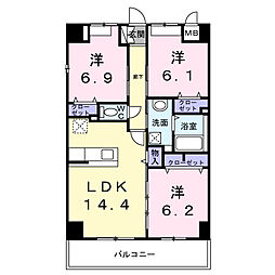 オーシャン・フランシス・コート 3LDKの間取図画像