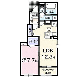 フォレストヒルズＡ 1階1LDKの間取り