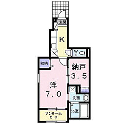 バーチェ志村 1階1Kの間取り