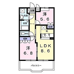 エスポワール2 2LDKの間取図画像