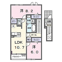 大山ニューライズ　I 2階2LDKの間取り