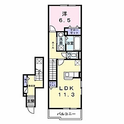 コンフォートパレス 2階1LDKの間取り