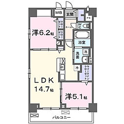 グランピア甚 2LDKの間取図画像