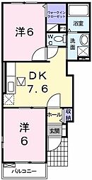 プリムローズＩＮＯ 1階2DKの間取り