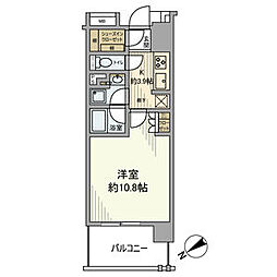 三田聖坂ガーデンレジデンス 7階1Kの間取り