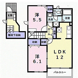 シエブロン　I 2階2LDKの間取り