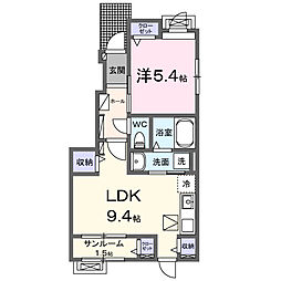シャルム　アシュリー 101 1階1LDKの間取り