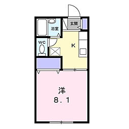ユーハイツ 1Kの間取図画像