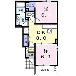 シーバス 1階2DKの間取り
