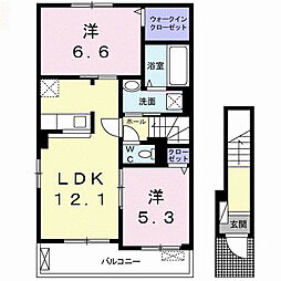 ルタン宮津B 2LDKの間取図画像