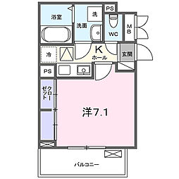 ガーデン・アイリス 1階1Kの間取り