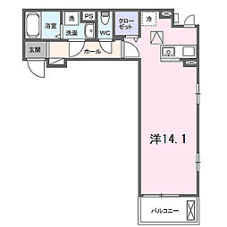 ガーデン・アイリス 1階ワンルームの間取り
