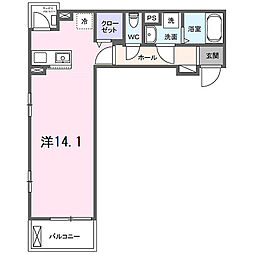 ガーデン・アイリス 3階ワンルームの間取り