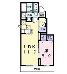 グランシャリオ富岡　弐番館 1階1LDKの間取り