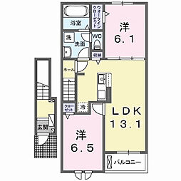 パラッツオ　Ａ 2階2LDKの間取り