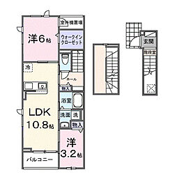 ピースフルIII 3階2LDKの間取り