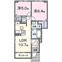 ニコリヴI 2LDKの間取図画像