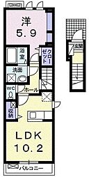 ファジョーロ・ディテI 2階1LDKの間取り