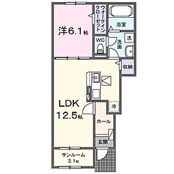 パートナー　II 1階1LDKの間取り
