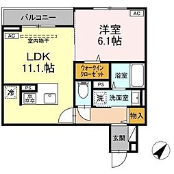 Asset-Court曙町 2階1LDKの間取り