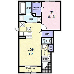 ニューライズハッピー 1階1LDKの間取り