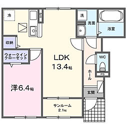 Ｅｓｐｏｉｒ 1階1LDKの間取り
