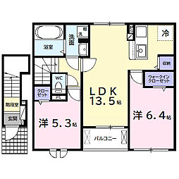 アルタハイムＢ 2階2LDKの間取り