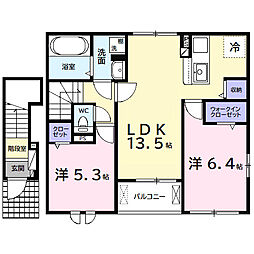 アルタハイムＢ 2階2LDKの間取り
