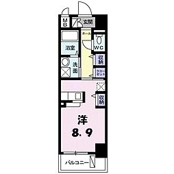 クロシェットI 1階ワンルームの間取り